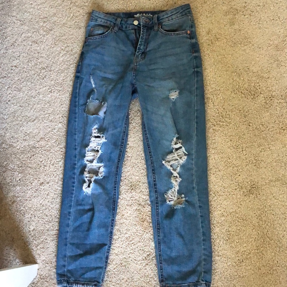 Dark blue ripped jeans